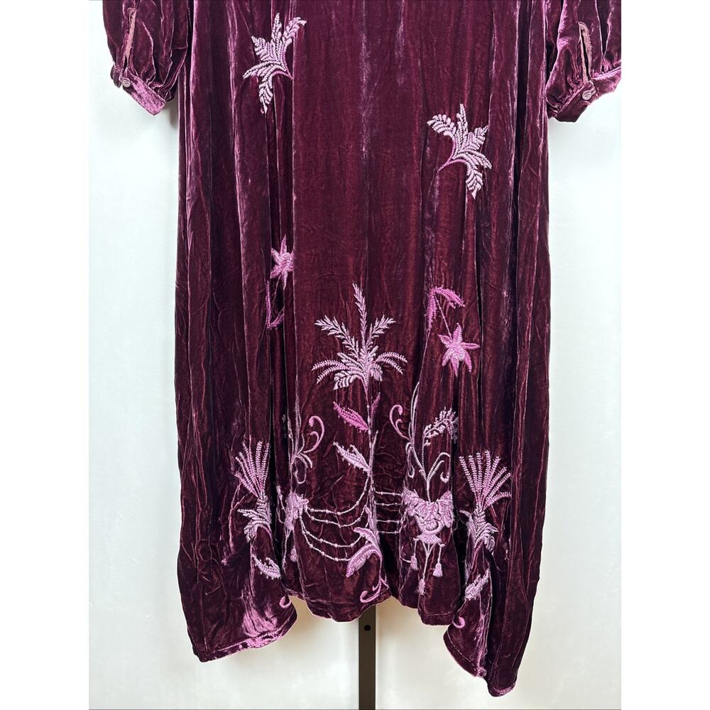 NEW Johnny Was Palmira Velvet Midi Dress Womens Petite Small (6-8) Purple Boho - Picture 6 of 9